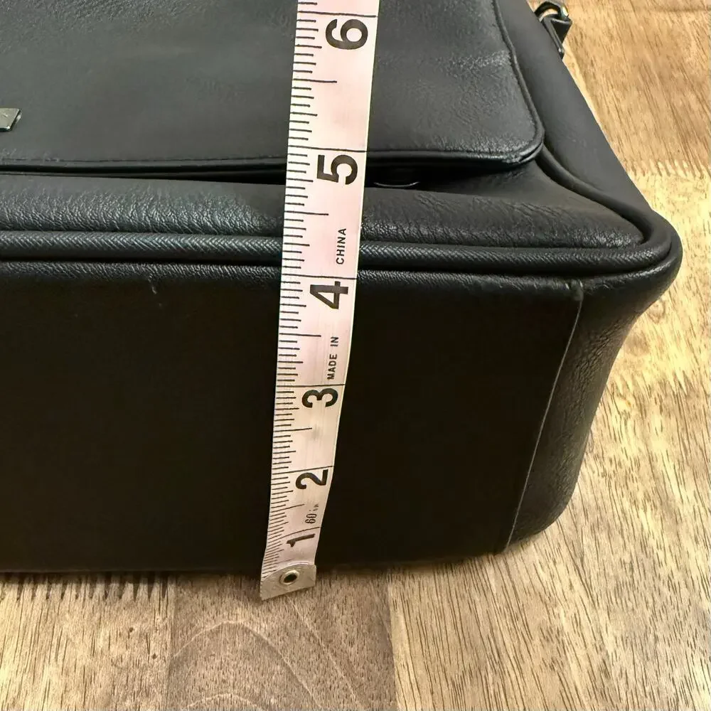 Ted Baker Messenger Bag Briefcase Laptop Faux Leather Professional Unisex Black